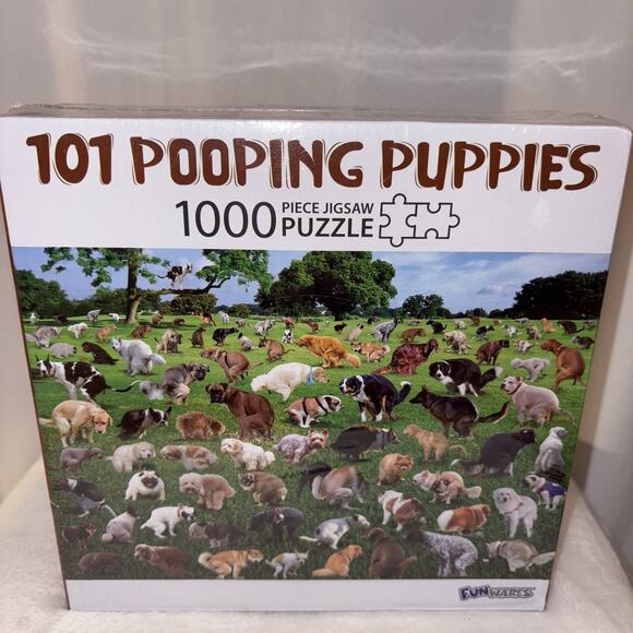 Funwares 101 Pooping Puppies 1000 Piece Jigsaw Puzzle Dog Gift NEW sealed - Picture 1 of 6